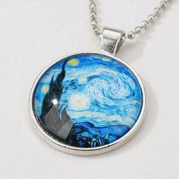 Van Gogh's Starry Night Pendant Necklace - Picture 3 of 5